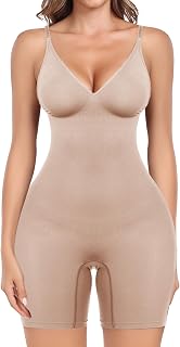Shapewear Bodysuit for Women Tummy Control Deep V Neck Body Shaper Butt Lifting Fajas Seamless Thigh Slimmer Shorts