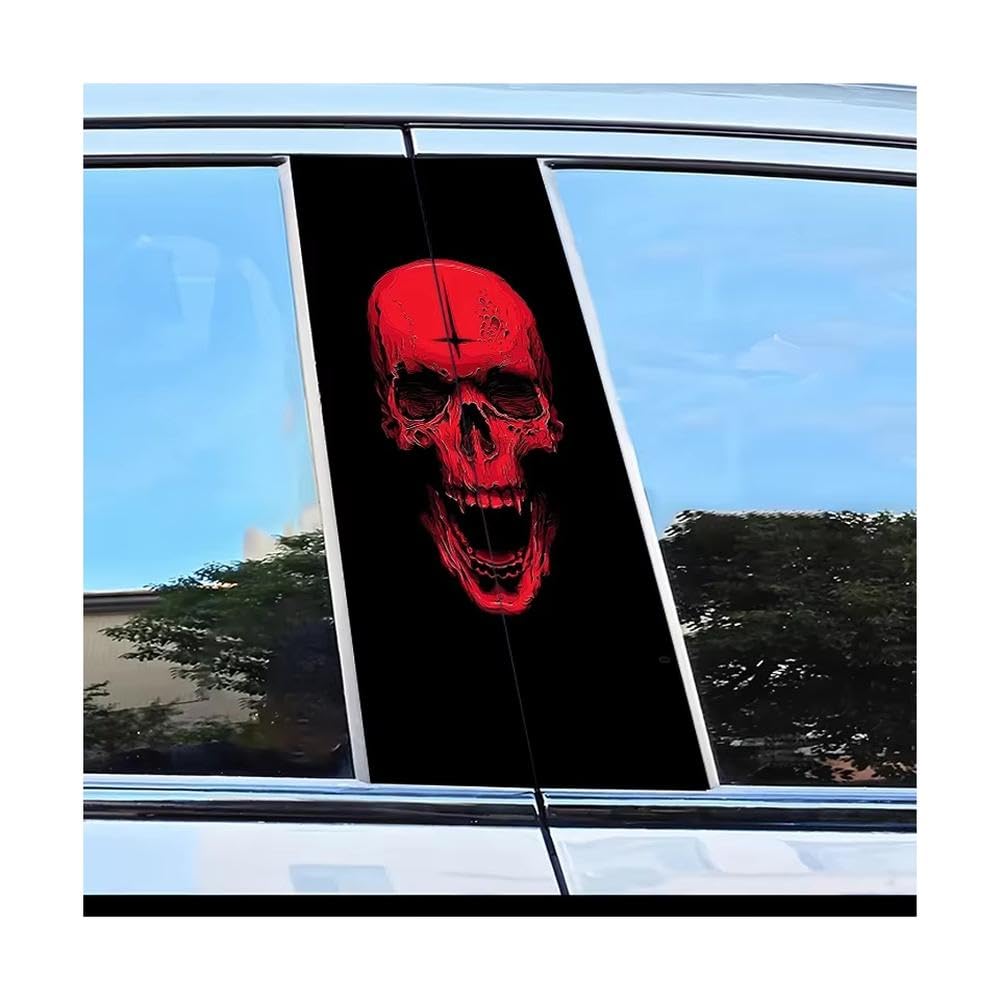 Dabhuoc One Color Car Parts 2 Pcs Car B-Pillar Sticker Skull Pattern Scratch Resistant Film