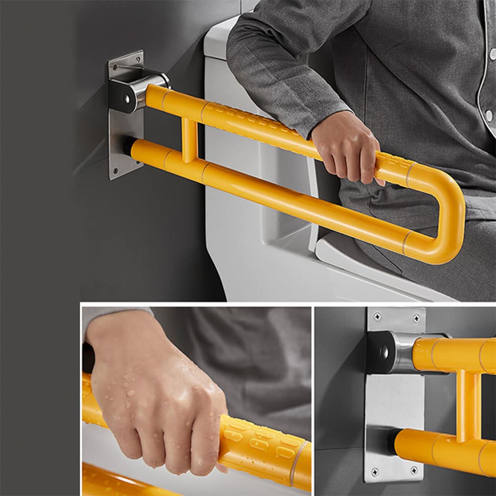 Marco de Inodoro, asideros para Inodoro, Barra de Seguridad para baño, Barra estándar, Ayuda para baño (Amarilla, 80 cm) (te 60 cm)