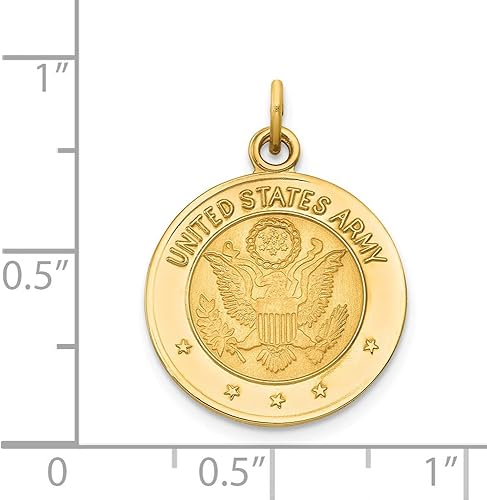 Miniatura 3 de Colgante de oro amarillo sólido de 14 quilates para hombre, diseño de disco de insignia del ejército de EE. UU., 0.906 in x 1.063 in, Metal