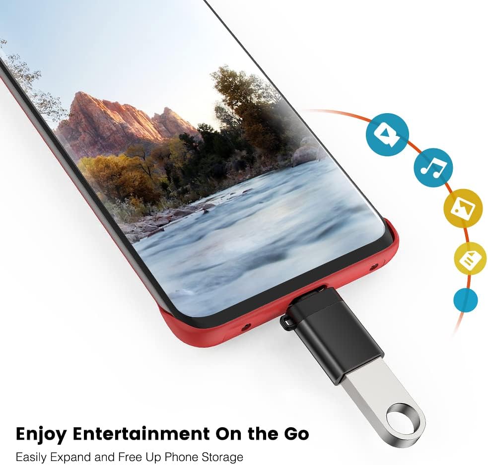 Micro USB to USB 3.0 Adapter (2 Pack) with Lanyard, Micro USB Male to USB-A Female OTG Adapter Compatible with Samsung S7 S6, OTG Micro Devices, Flash Drive, Keyboard (Black)