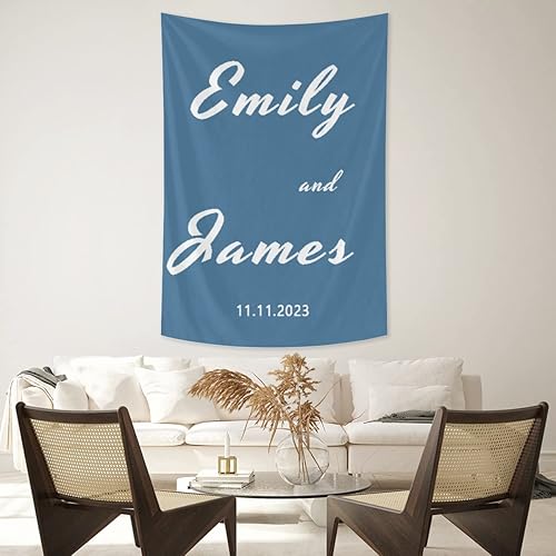 Tapiz de boda personalizable con nombre y foto, colgante de pared personalizado para boda, tapiz de pared personalizado, decoración del hogar, tapiz