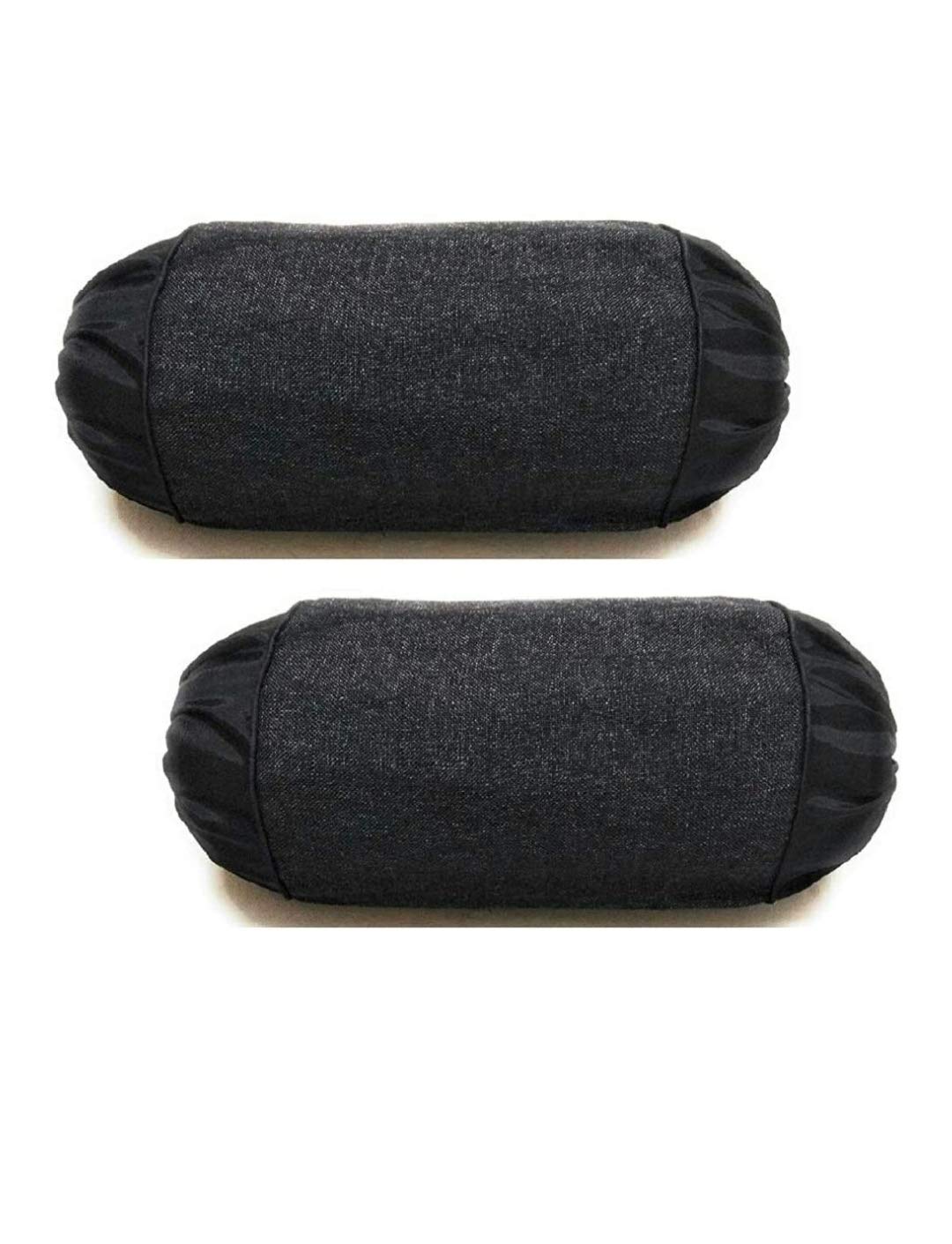 MONKDECORPlain Jute Bolster Cover (Set of 2 Pcs) (Black)