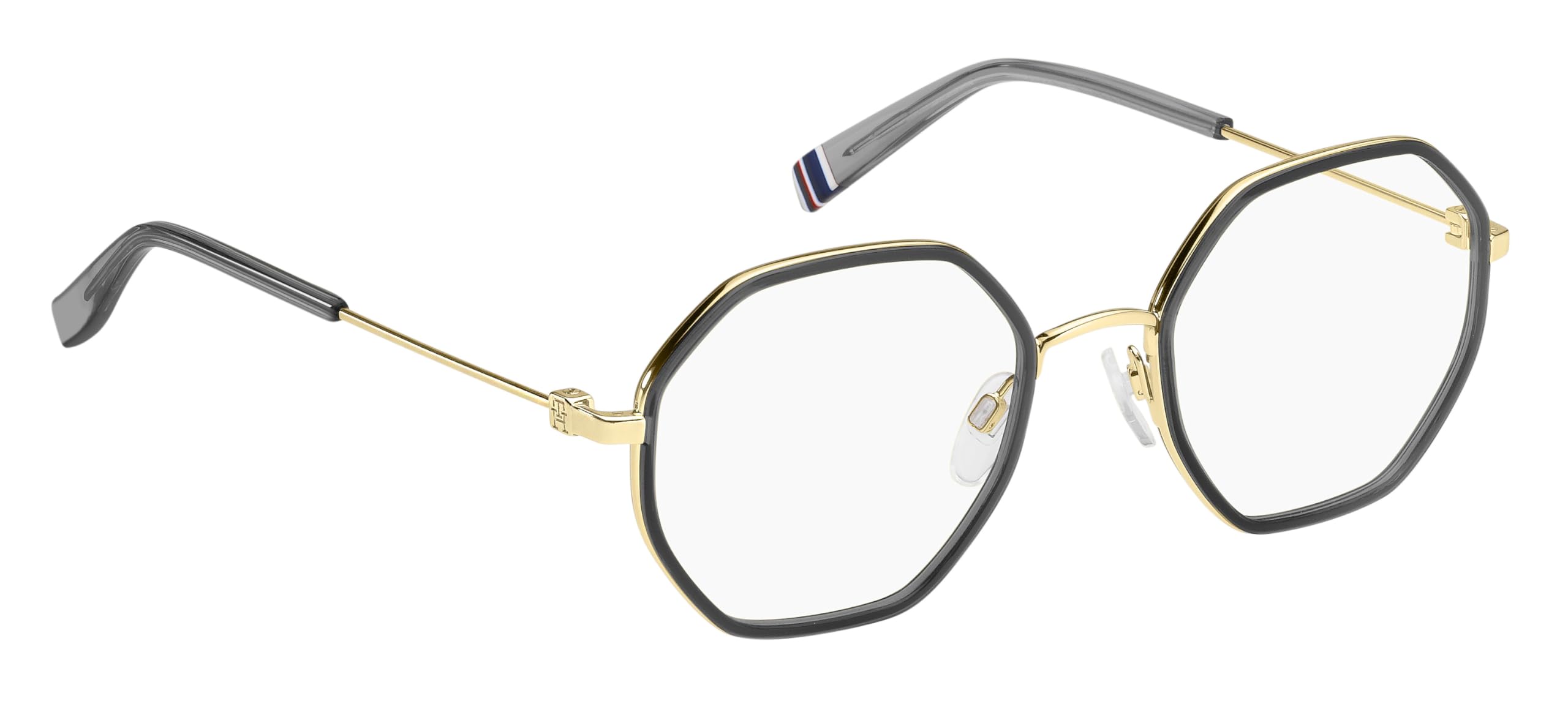 Tommy Hilfiger Brille mit Sehstärke für Damen optional mit Sonnenbrillentönung oder Blaulichtfilter, Rund, gefertigt aus Metall (inklusive Brillenetui)