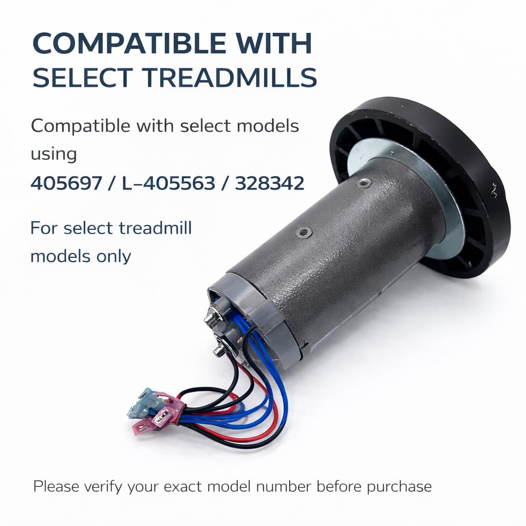 Treadmill DC Drive Motor with Flywheel, 130VDC 1492W PMDC Replacement Motor, Part Number 405697 L-405563, Replaces 328342, Compatible with Select ProForm, Gold's Gym, and Crosswalk Treadmills