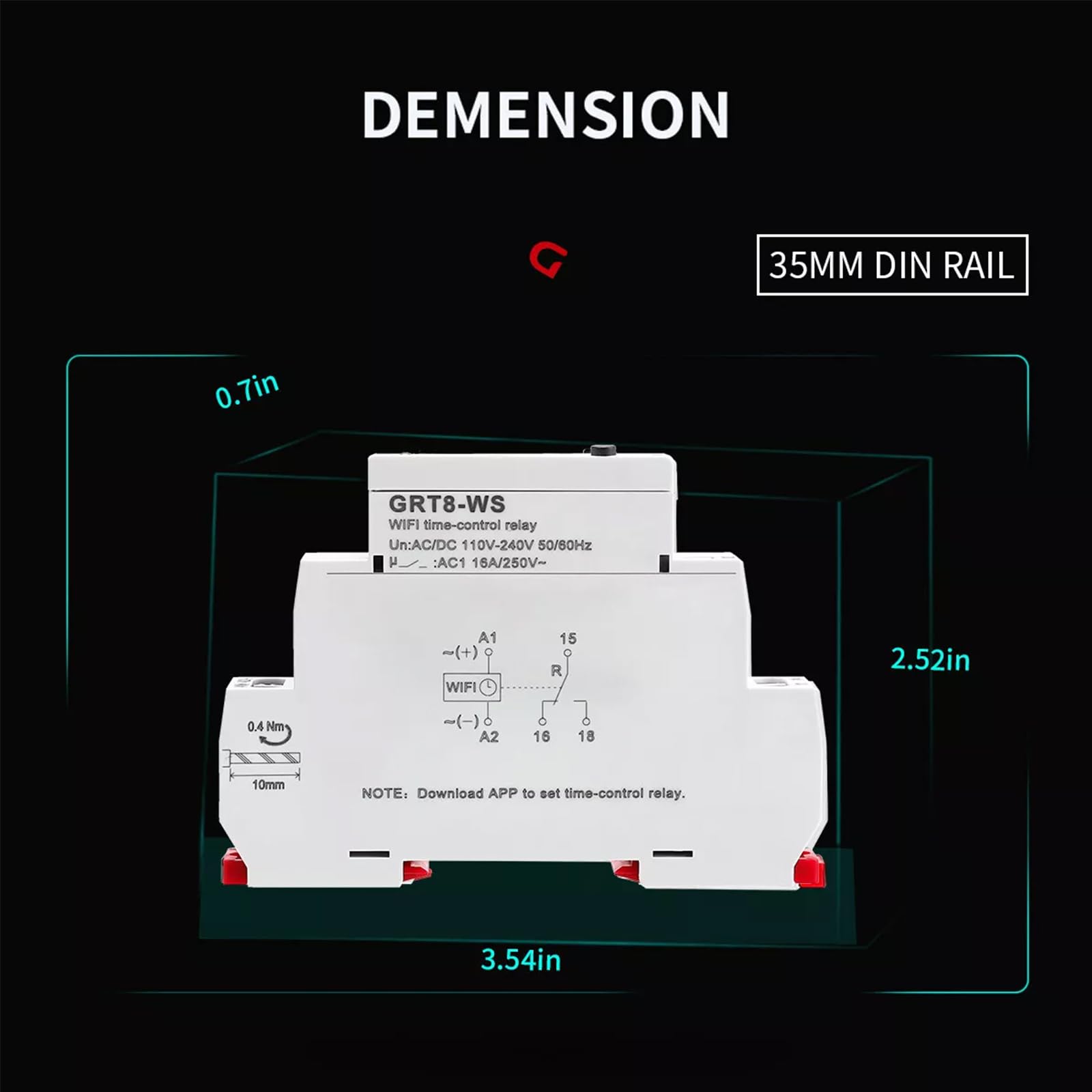 GEYA Relé de control de tiempo WiFi TUYA Interruptor de tiempo WiFi Interruptor de control remoto para el hogar inteligente 16A AC/DC110-240V