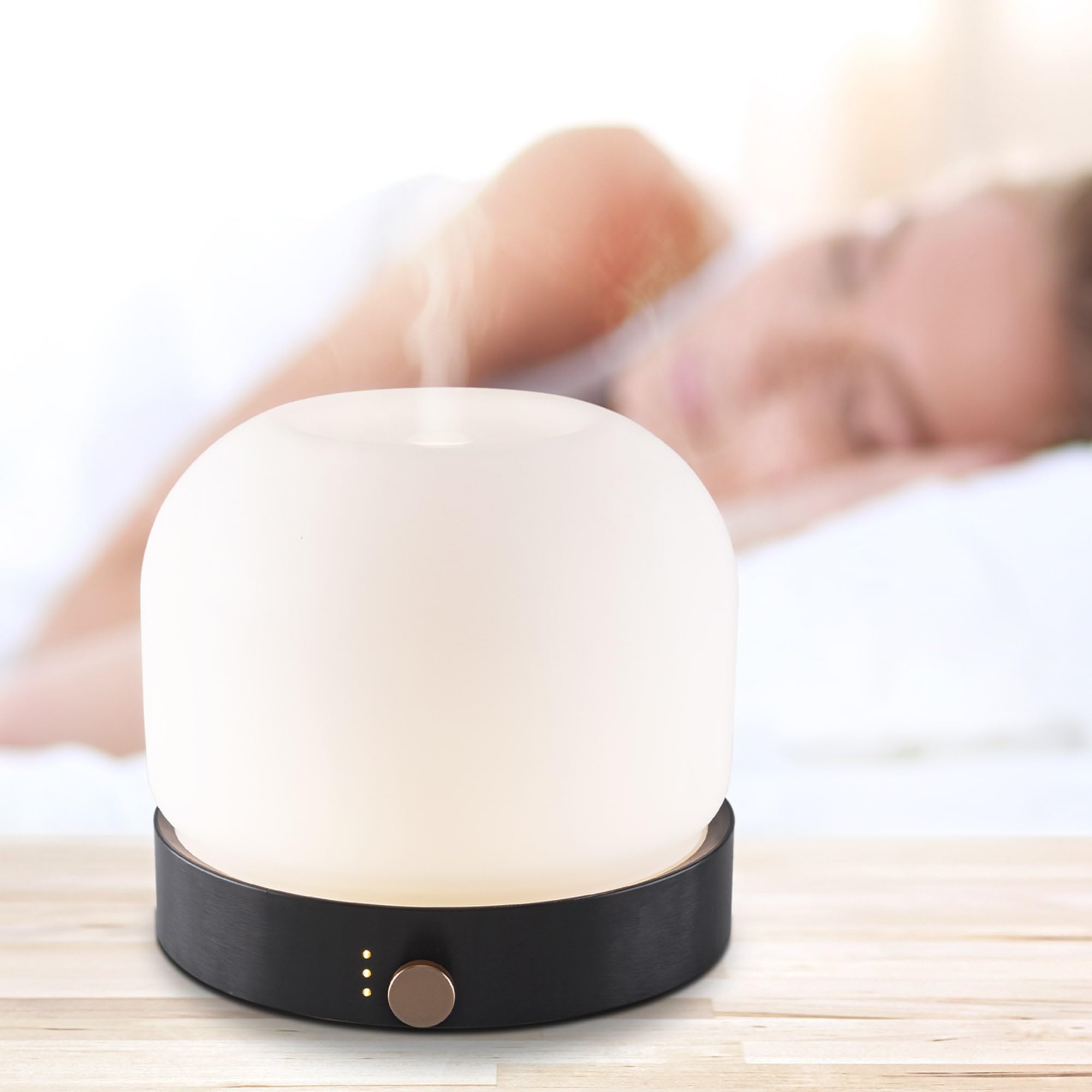 Eclipse - Diffusore OLI Essenziali Ultrasuoni - Aromaterapia Silenziosa - Humidificador Niebla Fría - Luz Nocturna LED Regulable - Ayuda Dormir Sueño – Dormitorio Relajación