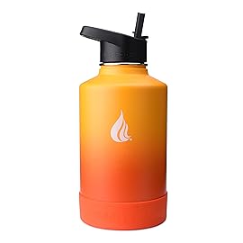 HYDRO CELL Protective Silicone Bottom Boot for 40oz, 32oz, 24oz, 18oz, 14oz Stainless Steel Insulated Water Bottles, Anti-Slip Sleeve Cover, Bottom Boot (Orange 64oz)