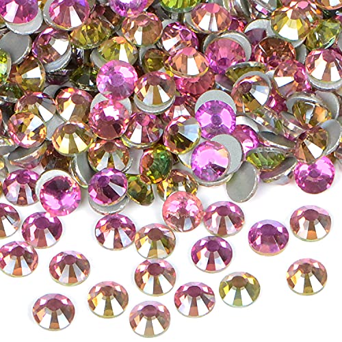 Image of 2880 Pieces 2880 Pieces Non-Hotfix Round Crystal Glass Flat Back Rhinestones for DIY Jewelry Making with a Picking Pen (SS8, 2880pcs, Golden Rose)