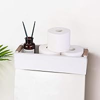 Vista 6 de Caja de decoración de baño, cesta organizadora de papel higiénico con divertido letrero de doble cara y flores artificiales, juego de 3 bandejas