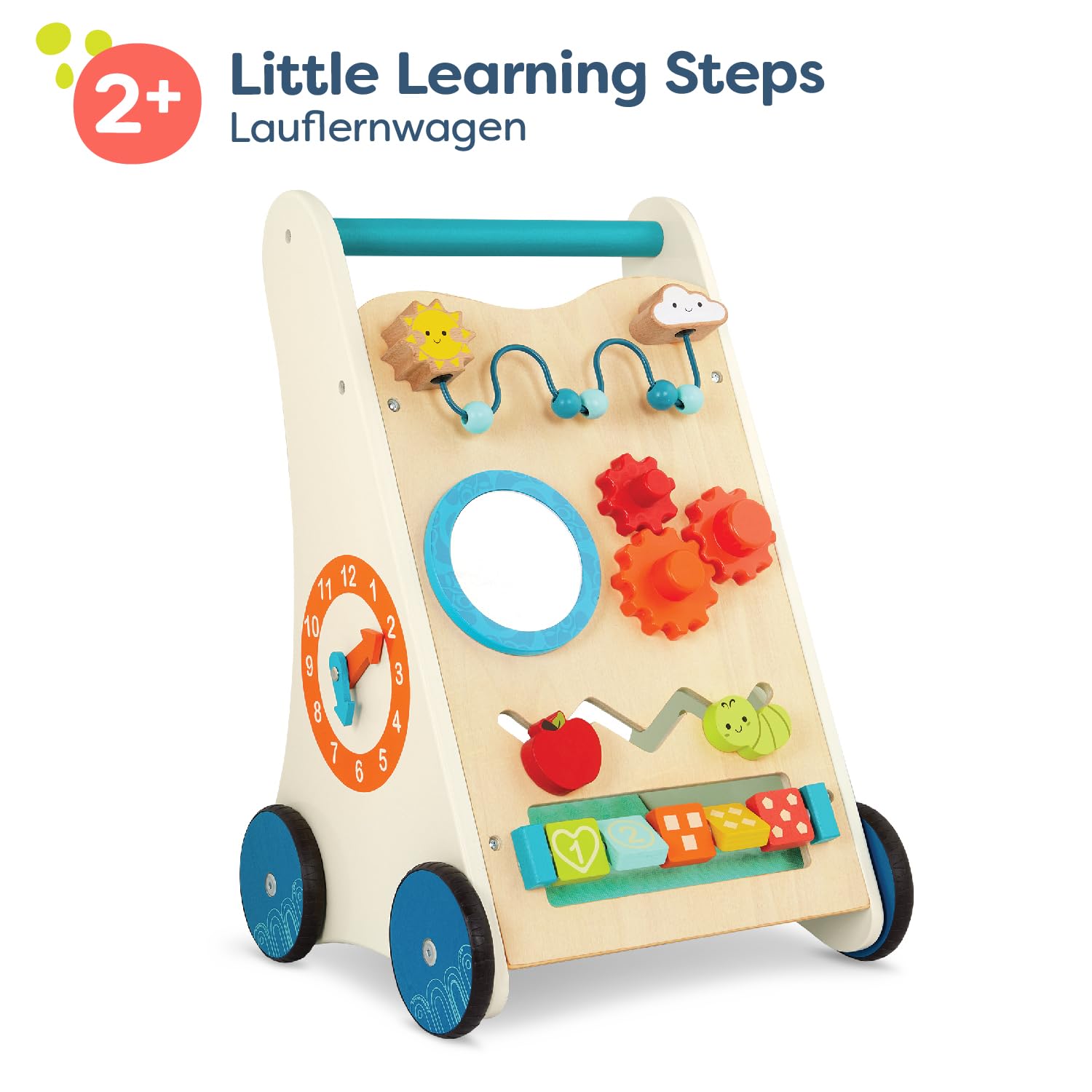 B. toys - Kleine Lernschritte - Activity Walker aus Holz - 7 Bildungsaktivitäten - Lern- und Laufspielzeug für Kleinkinder, Kinder - Stehen, Schieben, Gehen - 1 Jahr +