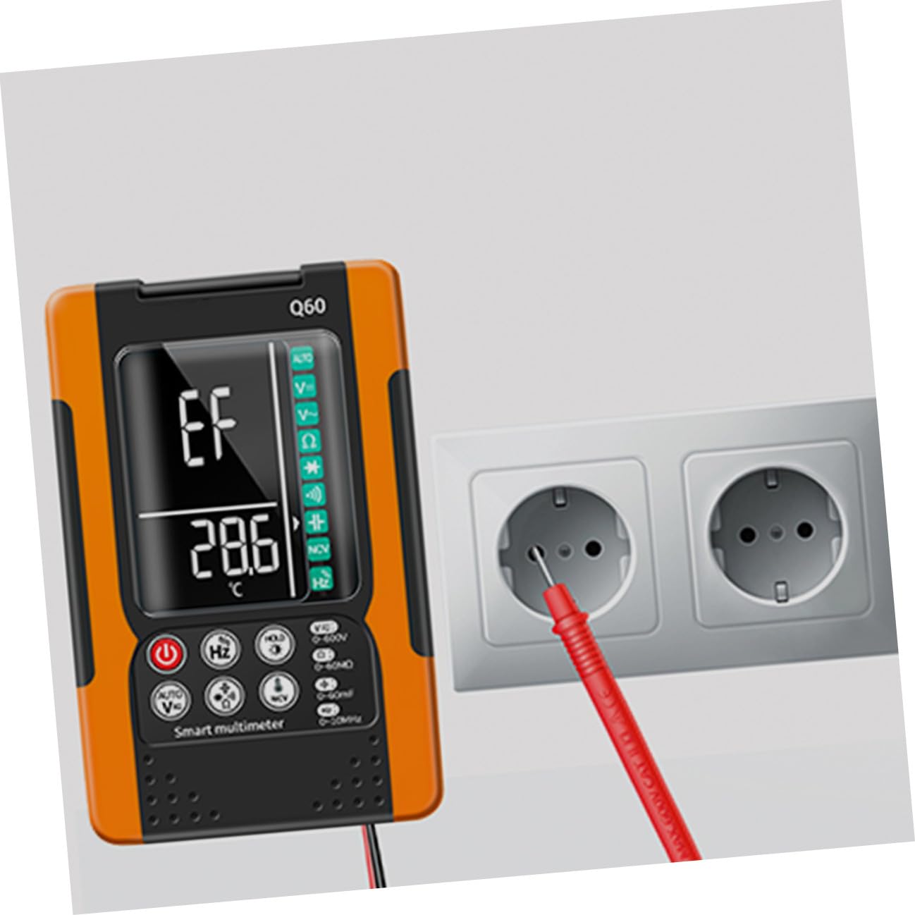 Q60 Digital Multimeter with Ncv Detection, True Effective Value Auto-ranging Voltmeter Ohm Current Tester for Home Electrical Repair, Backlit LCD Screen, Continuity and Diode Test,