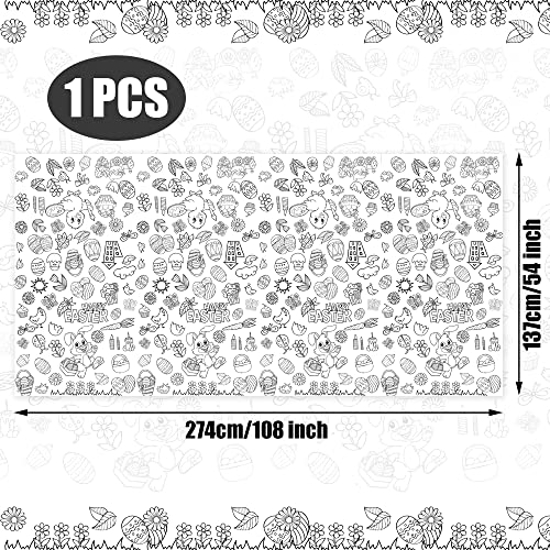 1 Pack Easter Coloring Paper Tablecloth Easter Egg Bunny Table Covers Disposable Rectangular Paper Tablecloths Easter Party Supplies For Kids Activities Games Holiday Party Table Decor, 54 X 108 Inch #TOP1