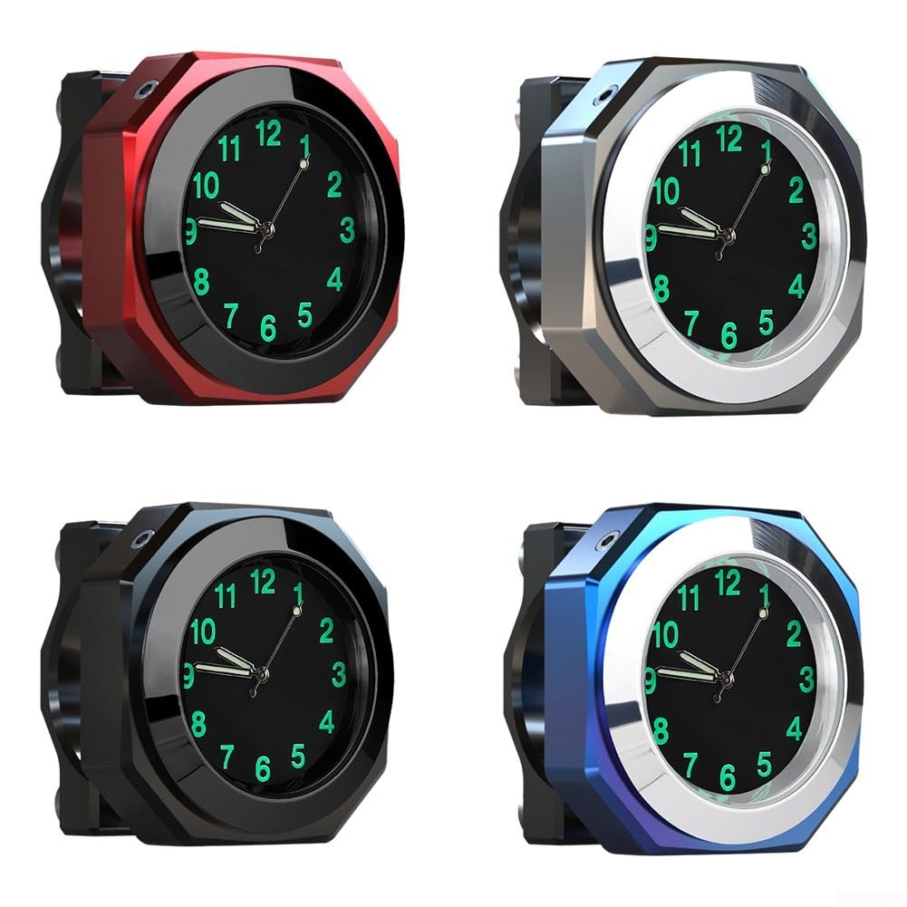 Horloge de guidon de moto, étanche, pour guidon de moto, montre de vélo, convient pour les motos (noir)