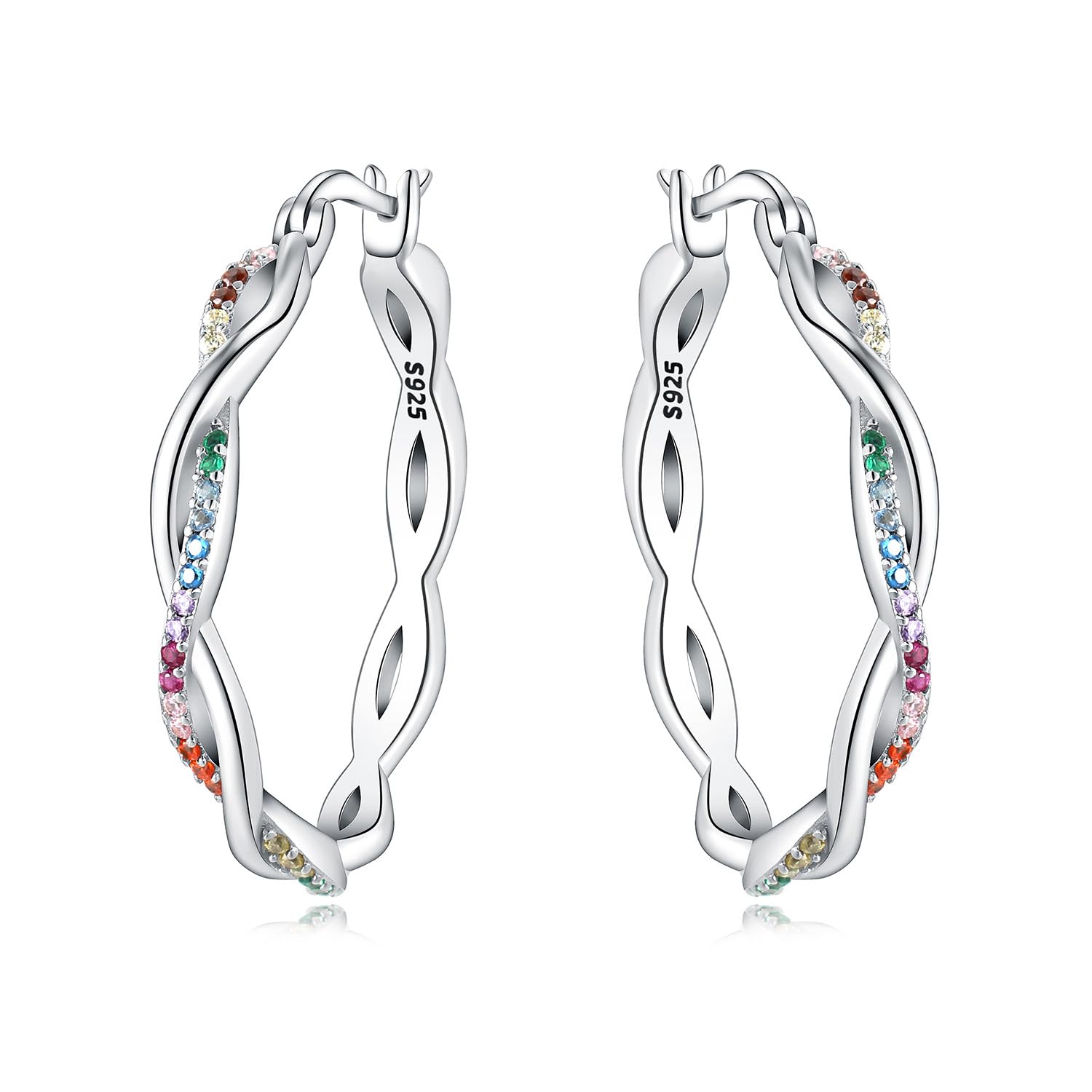 Pendientes de aro de plata de ley 925 para mujer, hipoalergénicos, estilo huggie — view 40