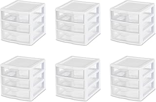 Sterilite Clearview Plastic Multipurpose Small 3 Drawer Desktop Storage Organization Unit for Home, Classrooms, or Office ...