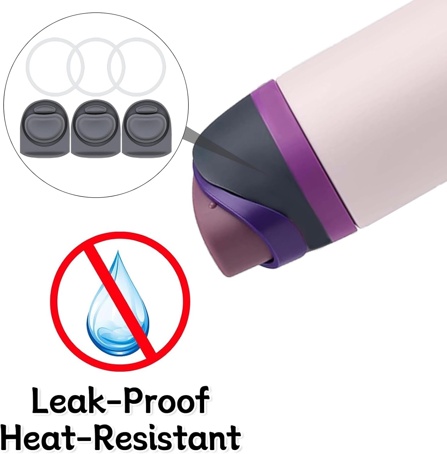 3 Sets Replacement Stopper and O Ring Gasket Compatible with Owala FreeSip 24oz 32oz,Water Bottle Lid Insert Cap Silicone Seal Parts for Owala 16/19/24/32/40oz Mouth Piece Accessories H3A1
