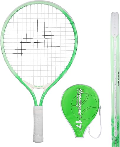 Miniatura 12 de AMA SPORT Raqueta de tenis para niños pequeños, kit de iniciación de raqueta de tenis de 17 a 25 pulgadas para niñas y niños con bolsa de nailon