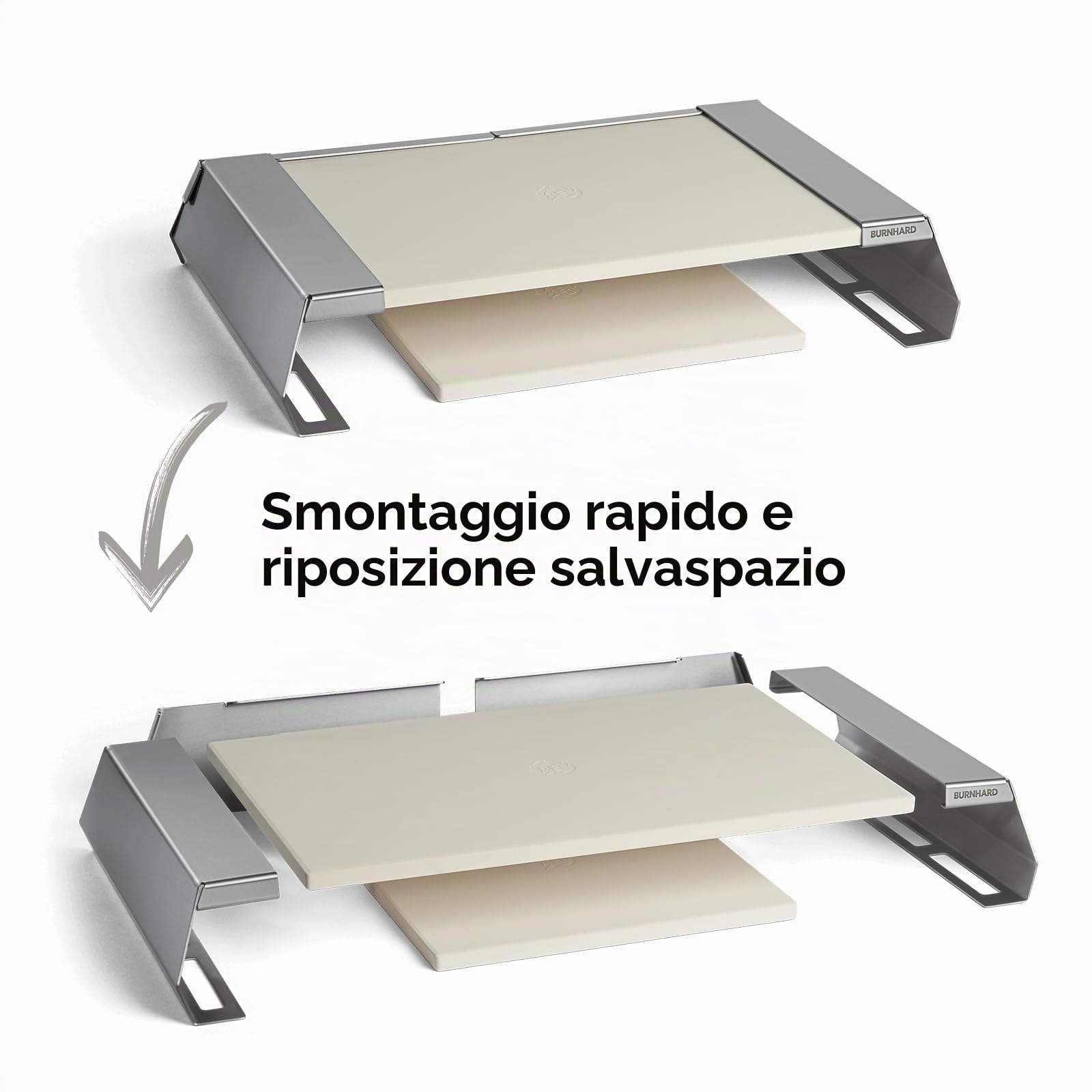 Kit Pizza per Barbecue a Gas BURNHARD® Acciaio Inox, Pietre Cordierite, Distribuzione Rapida del Calore, Facile da Riporre, Perfetto per Modelli FRED & EARL – Miglior Kit Pizza