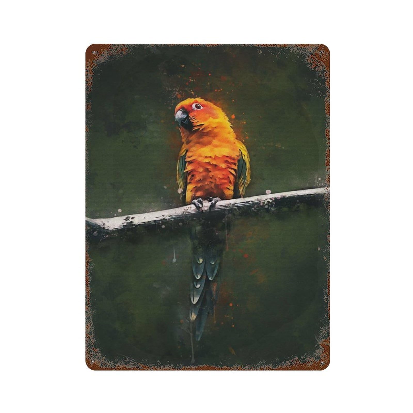 Vintage Rust Metal Sign Beautiful Parrot 15.7"x11.8", Novelty Wall Decor for Garage, Bar And Workshop Decor