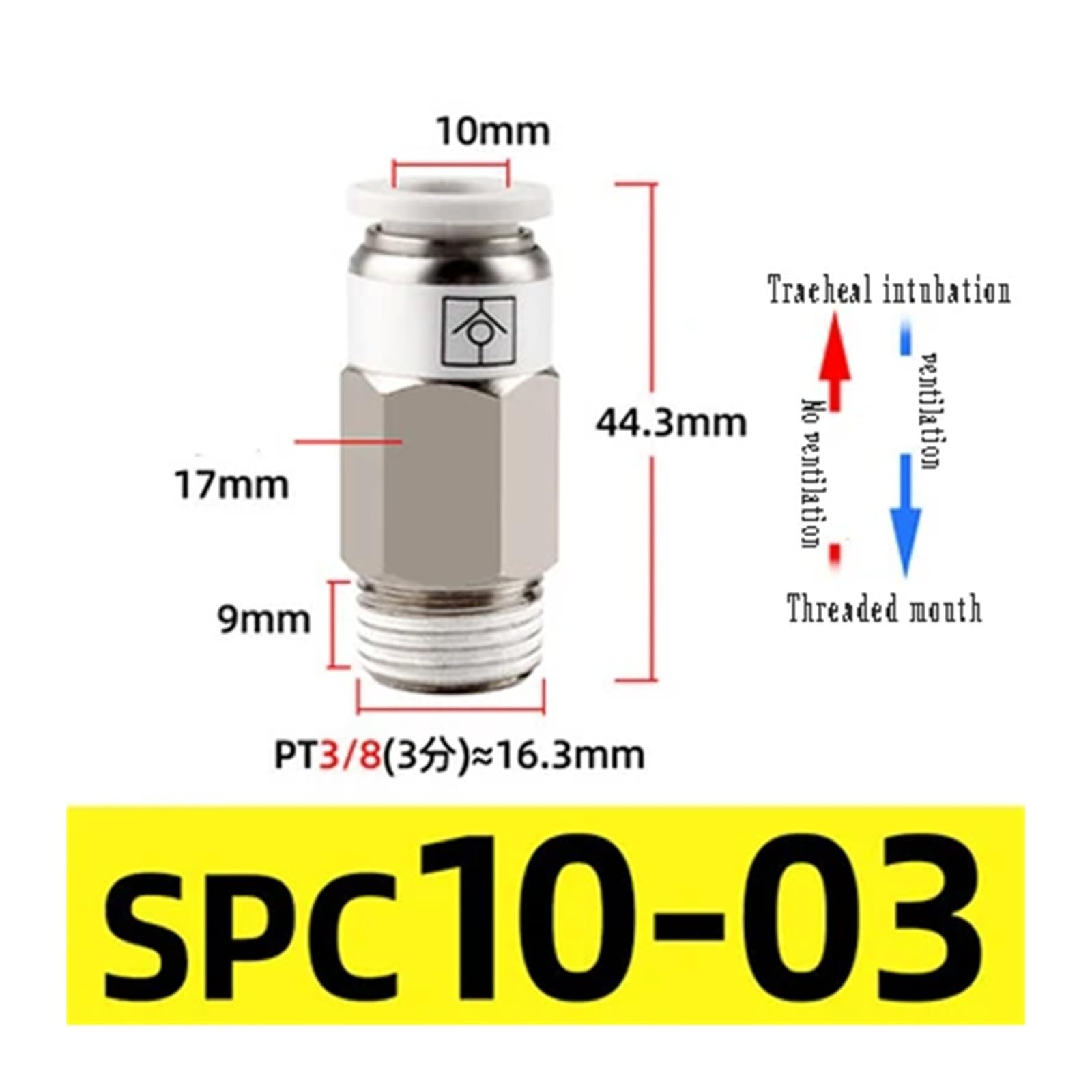 Connecteur pneumatique SPC M5 1/8 "1/4" 3/8 "1/2" BSP connecteur pneumatique fileté 2 pièces(SPC10-03)