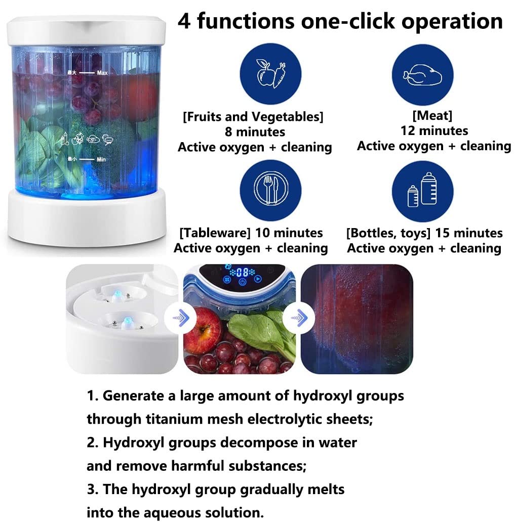 Lavadora De Frutas Y Verduras Limpieza Ultrasónica Inteligente para El Hogar Desinfección De Frutas Y Verduras Residuos De Plaguicidas para Eliminar La Máquina Desinfectante (Color : White)