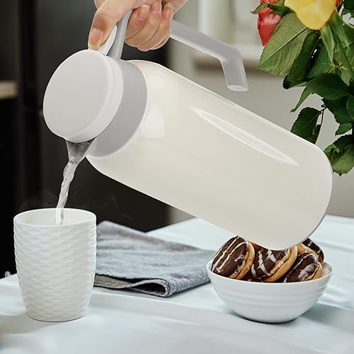 Miniatura 5 de Hacaroa Jarra térmica de acero inoxidable de 50 onzas (1.5 litros), jarra de café al vacío de doble pared, dispensador de retención de calor, jarra