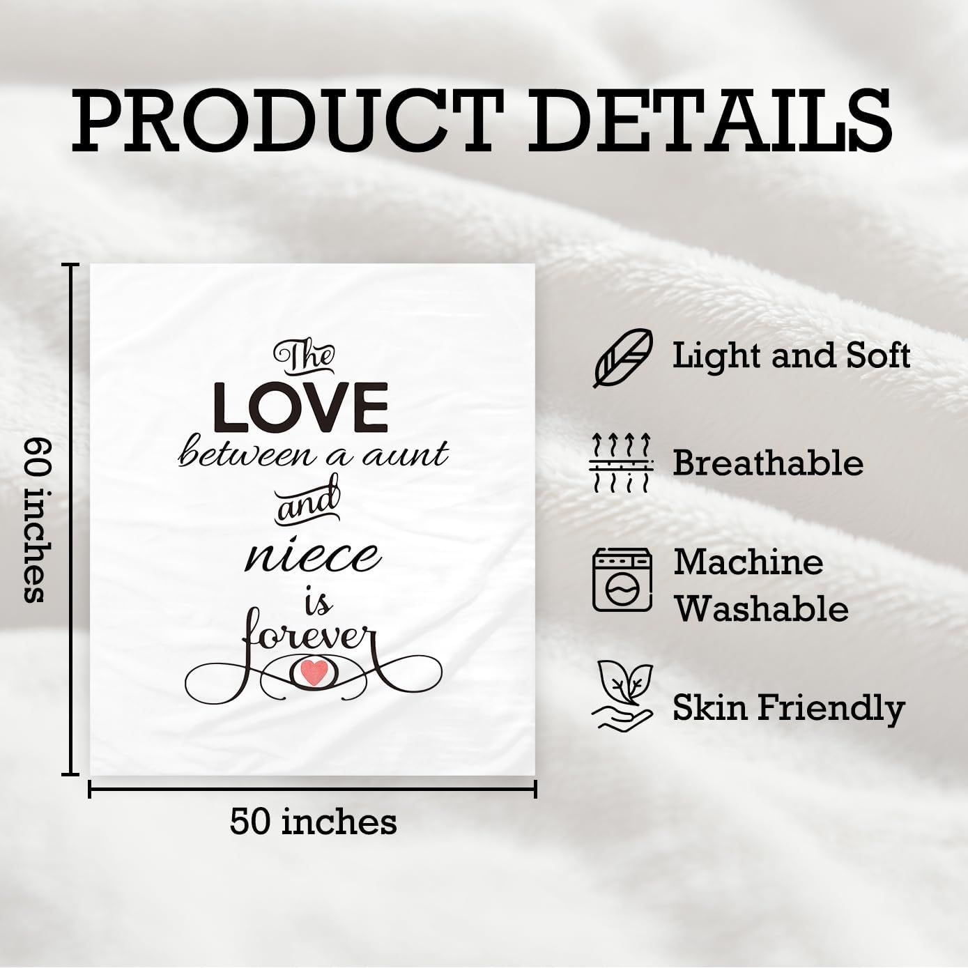 Aunt Blanket, Auntie Blanket Throw, Mothers Day Birthday Gifts for Aunts from Niece, Gifts for Nieces from Aunts Blankets Decor, Aunt Niece is Forever Blankets Bed Throw 50x60 Inches - Image 7