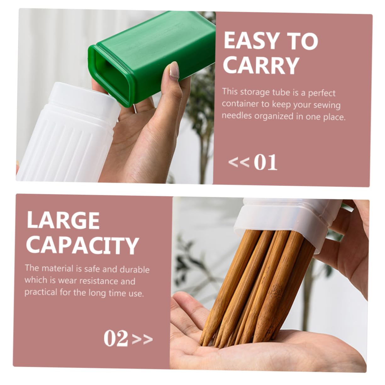 5piezas Contenedor De Agujas De Tejer Y Coser Caja De Almacenamiento Plástica Para Agujas De Punto Tubo Organizador Portátil