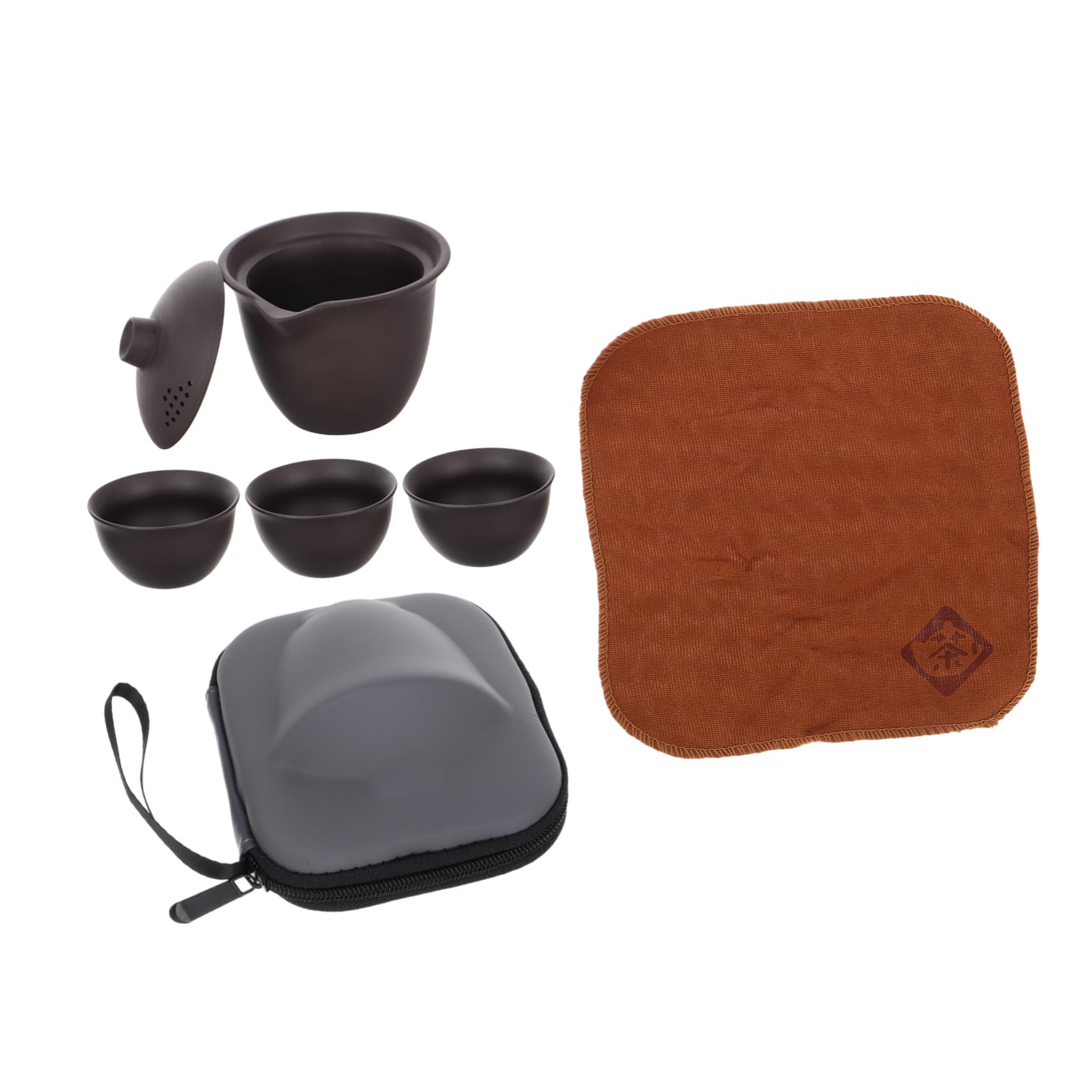 Tetera de cerámica morada portátil: juego completo antiderrames con tazas