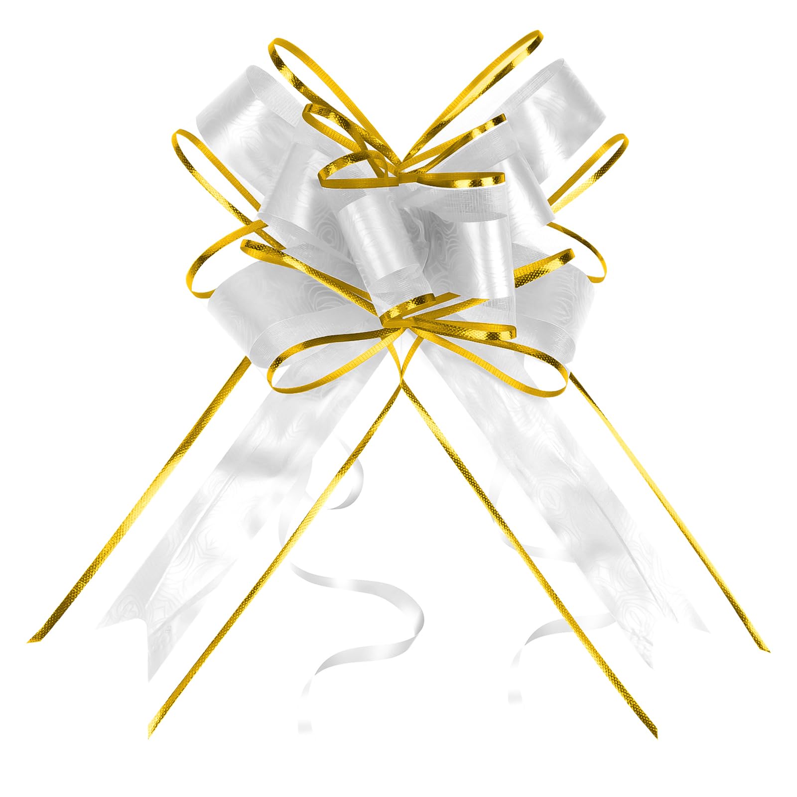 10 PCS 6-Inch Large Pull Bows for Gift Wrapping –White Gift Bows Bulk with Instant Pull Design for Presents, Flower, Weddings, Christmas, Birthdays,