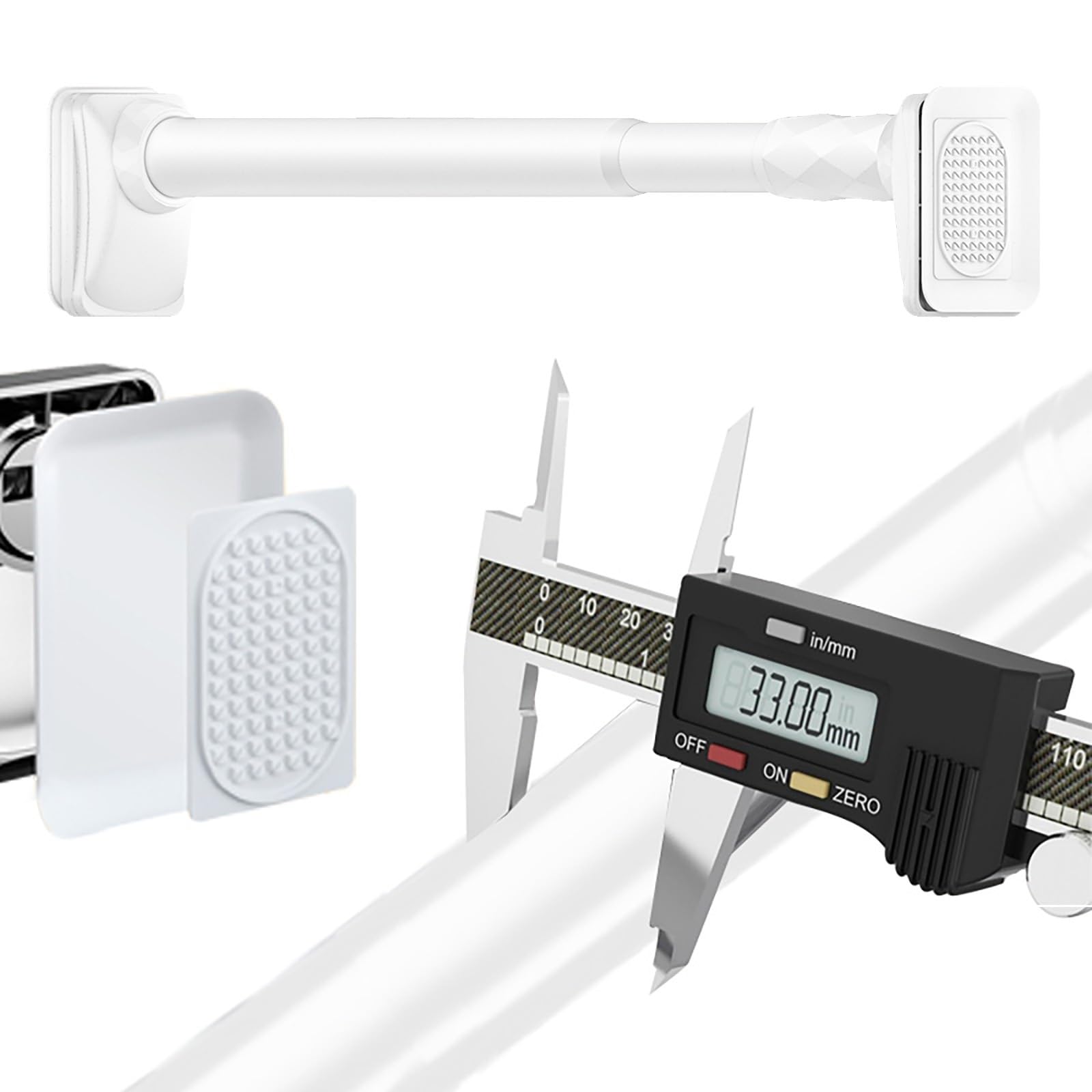 Ausziehbare Teleskopstange, 3 m Durchmesser, Edelstahl, ohne Bohren, verstellbare Dusch- und Fensterstange, Teles-Klemmstange für Lar (Weiß, 260 cm)