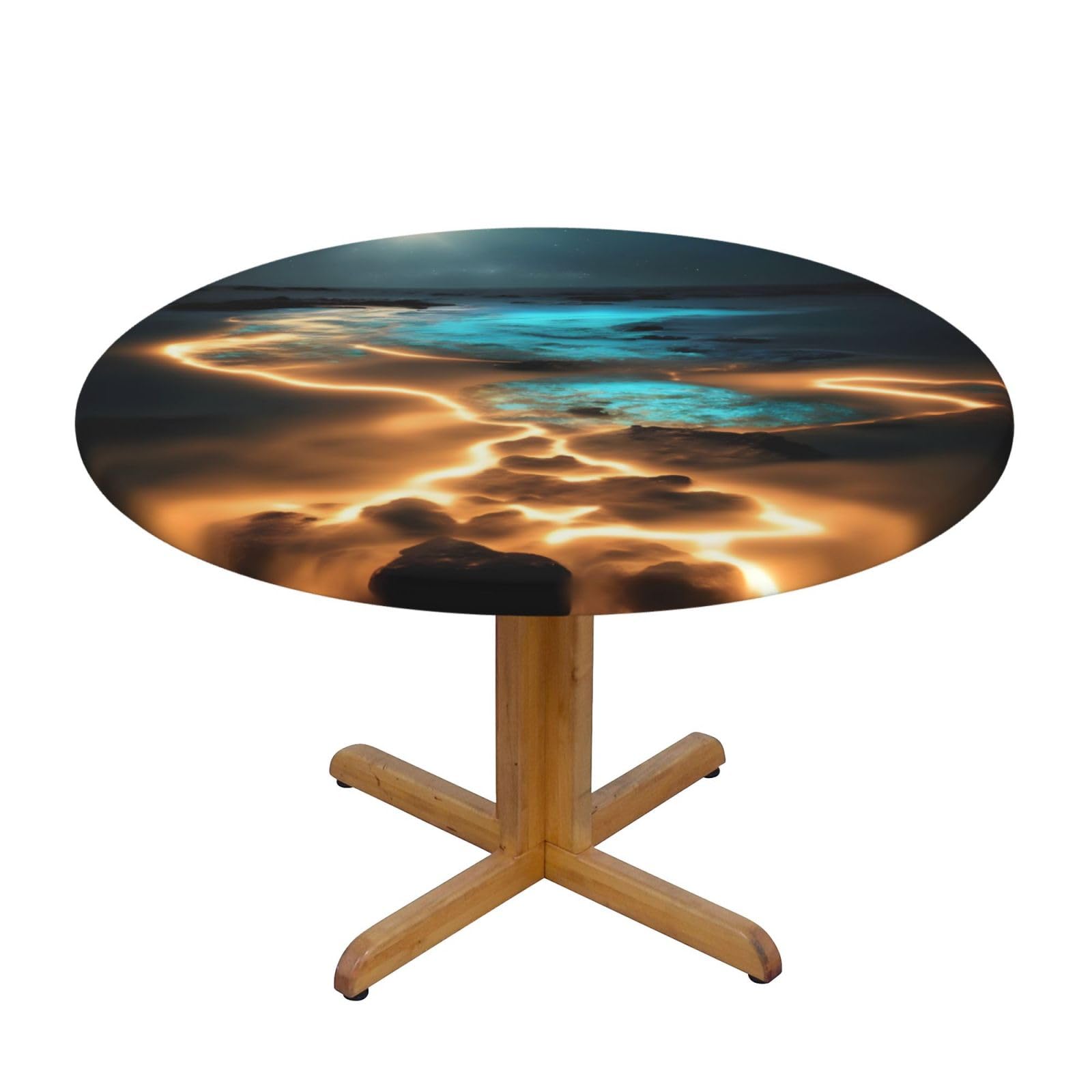 ZQYTGFDC View under the moon S Decorative Round Tablecloth Waterproof Anti Stain Oil Proof Size for 40 50 inch