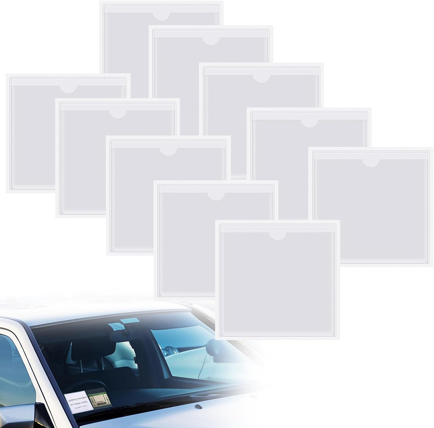 PZJFH 10Pcs Parking Permit Holders for Car Windscreen, Self Adhesive