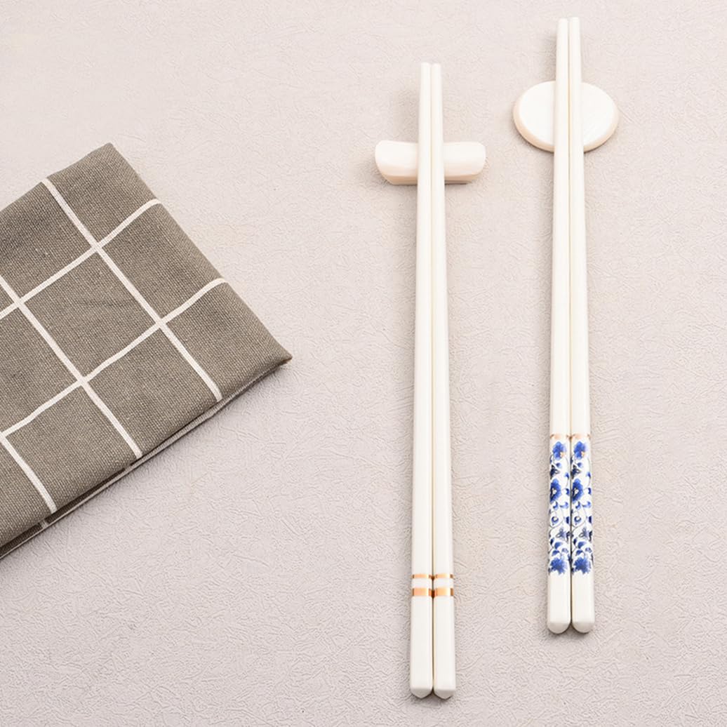 Bopsticks en Porcelaine Premium Ensemble avec boîte-Cadeau, Baguettes en Porcelaine d'os Chinois Blanches, Baguettes en céramique, Baguettes réutilisables A-10pairs