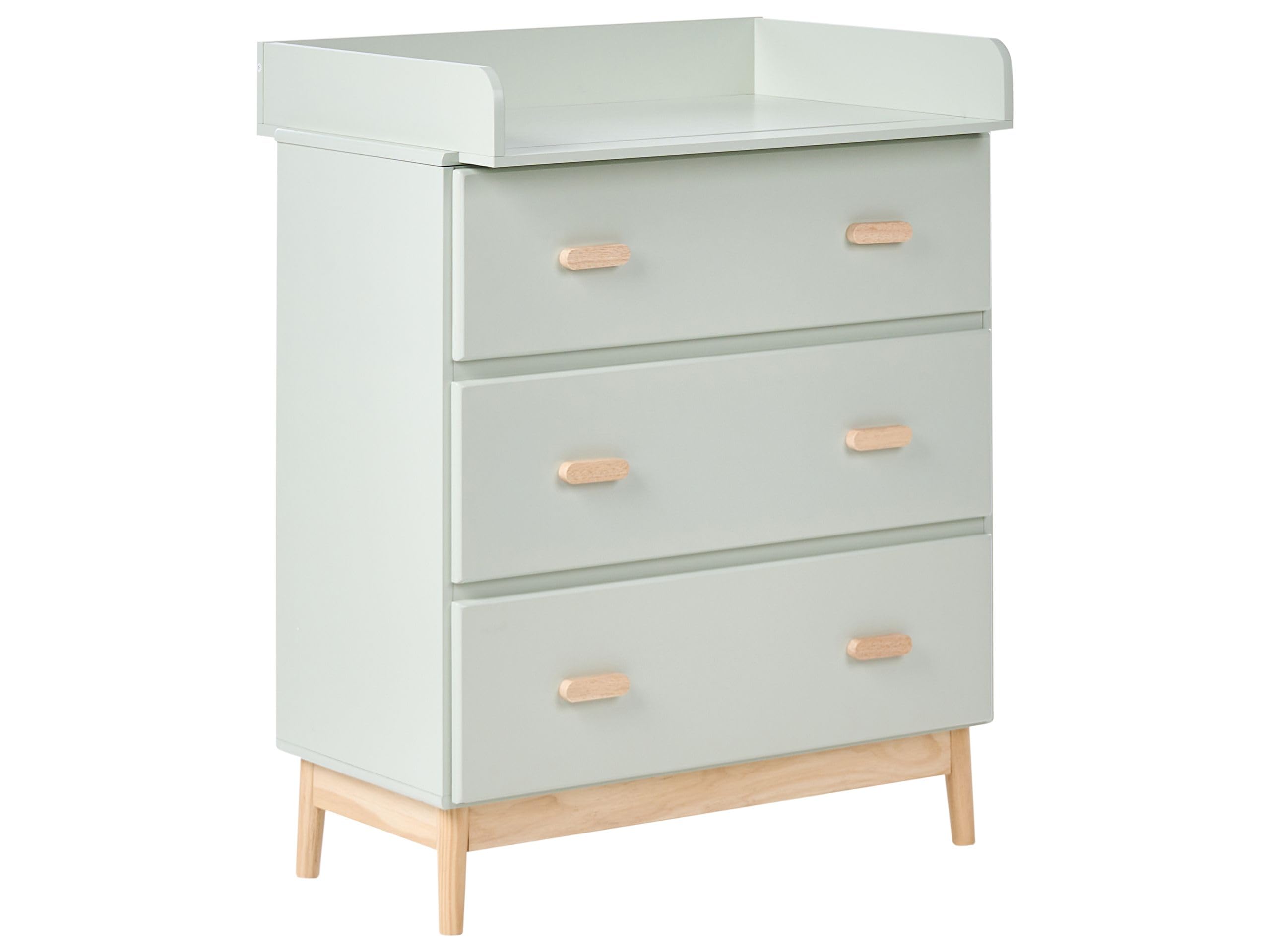 Beliani Elegante fasciatoio con cassetti, gambe in legno di pino MDF contenitore per cameretta verde chiaro
