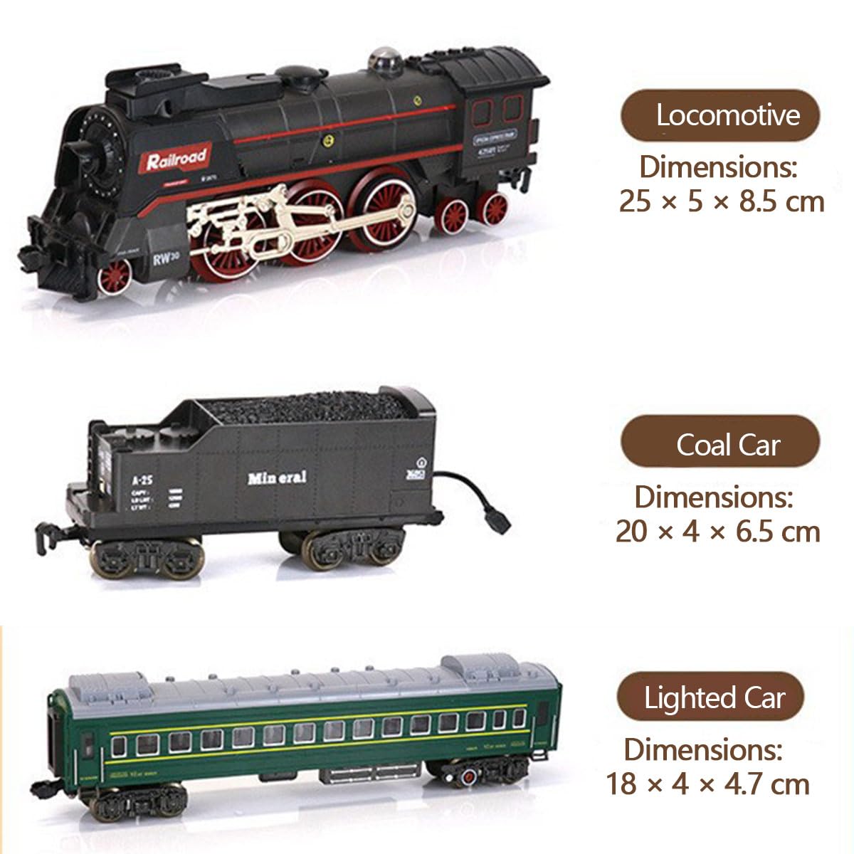 Set di treni radiocomandati, modello di treno natalizio con carrozza e binario lungo, ottimo regalo STEM e decorazioni da scrivania per adolescenti e adulti (modello 62904B)