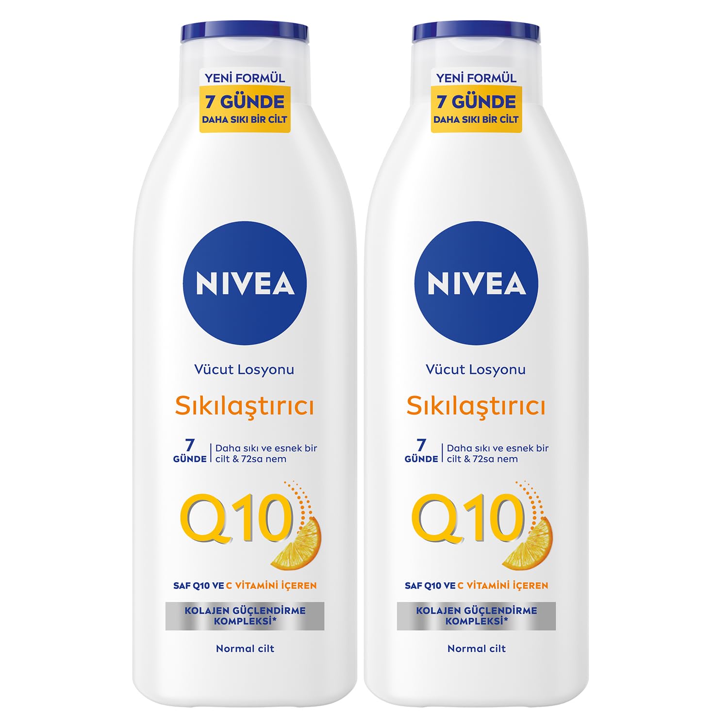 NIVEA Q10 Sıkılaştırıcı Vücut Losyonu 250ml, C Vitamini, Nemlendirici, Esnek Cilt, X2 Adet, Vücut Bakım, Kolajen Tetikleyici, Normal Cilt