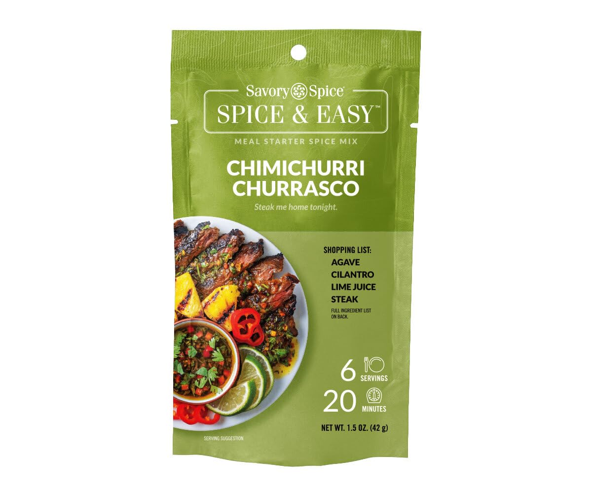 Savory Spice Chimichurri Churrasco Spice & Easy (1.5 oz) - Brazilian Steak Seasoning & Dry Chimichurri Marinade - Argentinian & Brazilian Grilling Dry