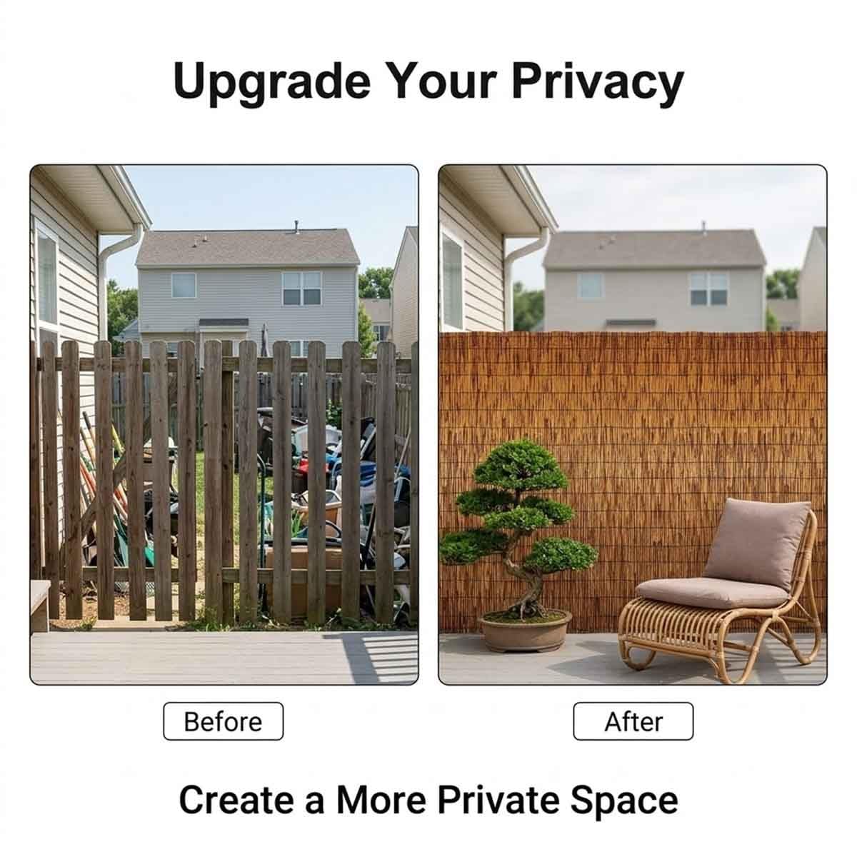 Valla Cañizo Natural, Exterior Ocultacion Terraza Ligero Transpirable Pantalla Privacidad Balcon Alternativa Bambu Jardin Separador Decoracion Rollo Cortaviento(Marrón,H90xL550cm)