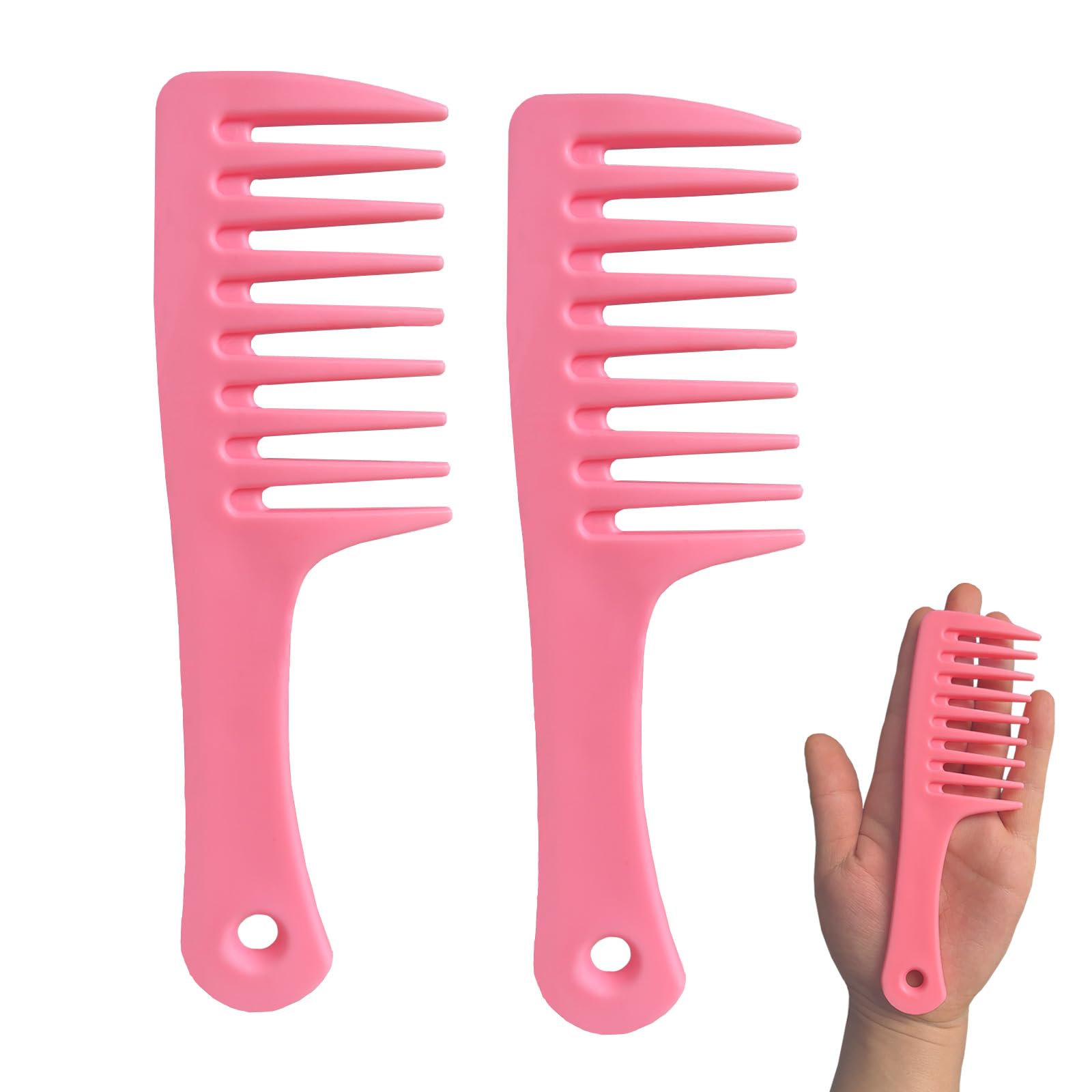 Mini Hair Comb Set - 2 Pack Small Wide Tooth Detangling Brush for Women, Portable Travel Shower Comb for Curly Long Wet Dry Hair, Best Styling Tool for Reducing Hair Loss (Pink)