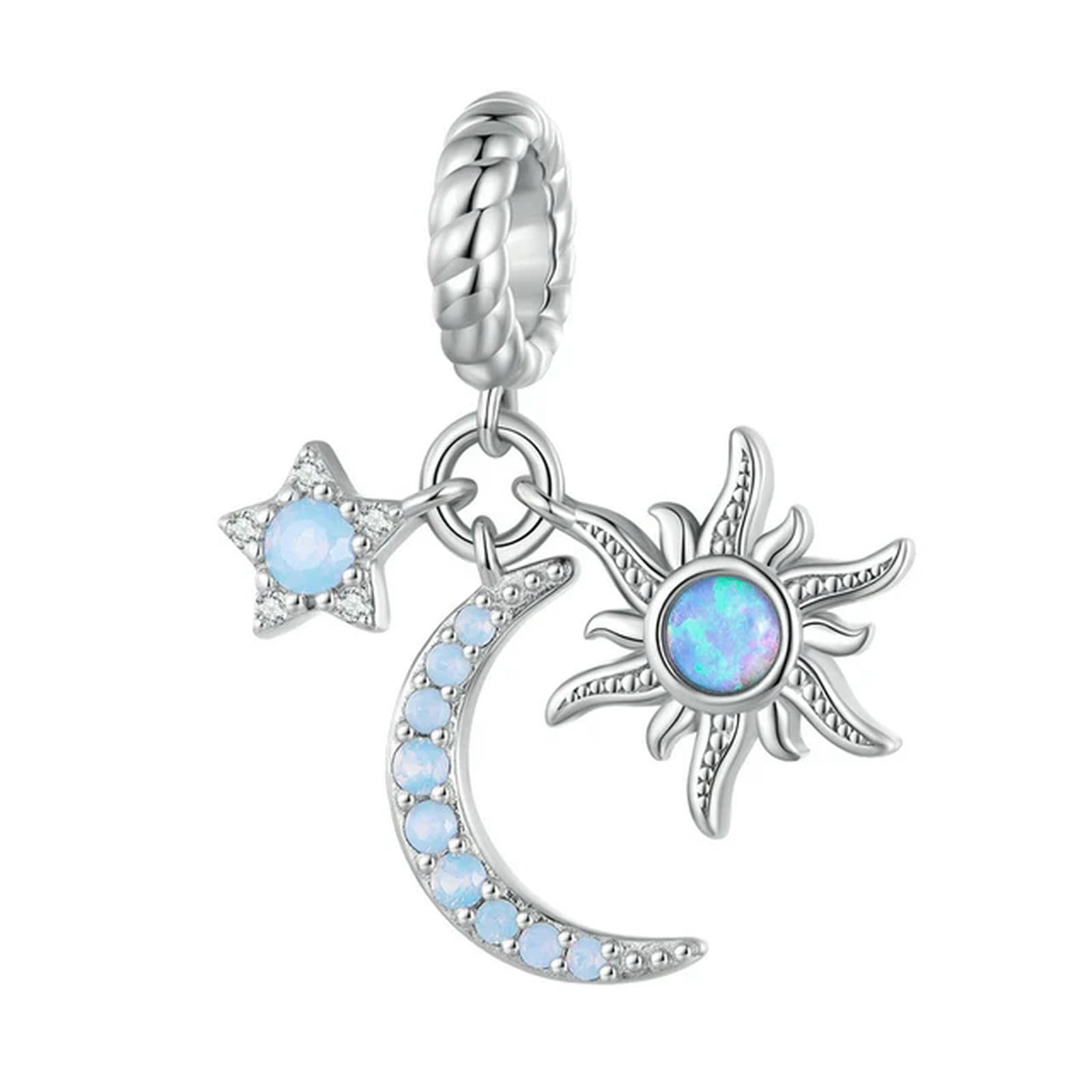 Dijes colgantes de plata de ley 925 con forma de sol para pulsera y collar de mujer.