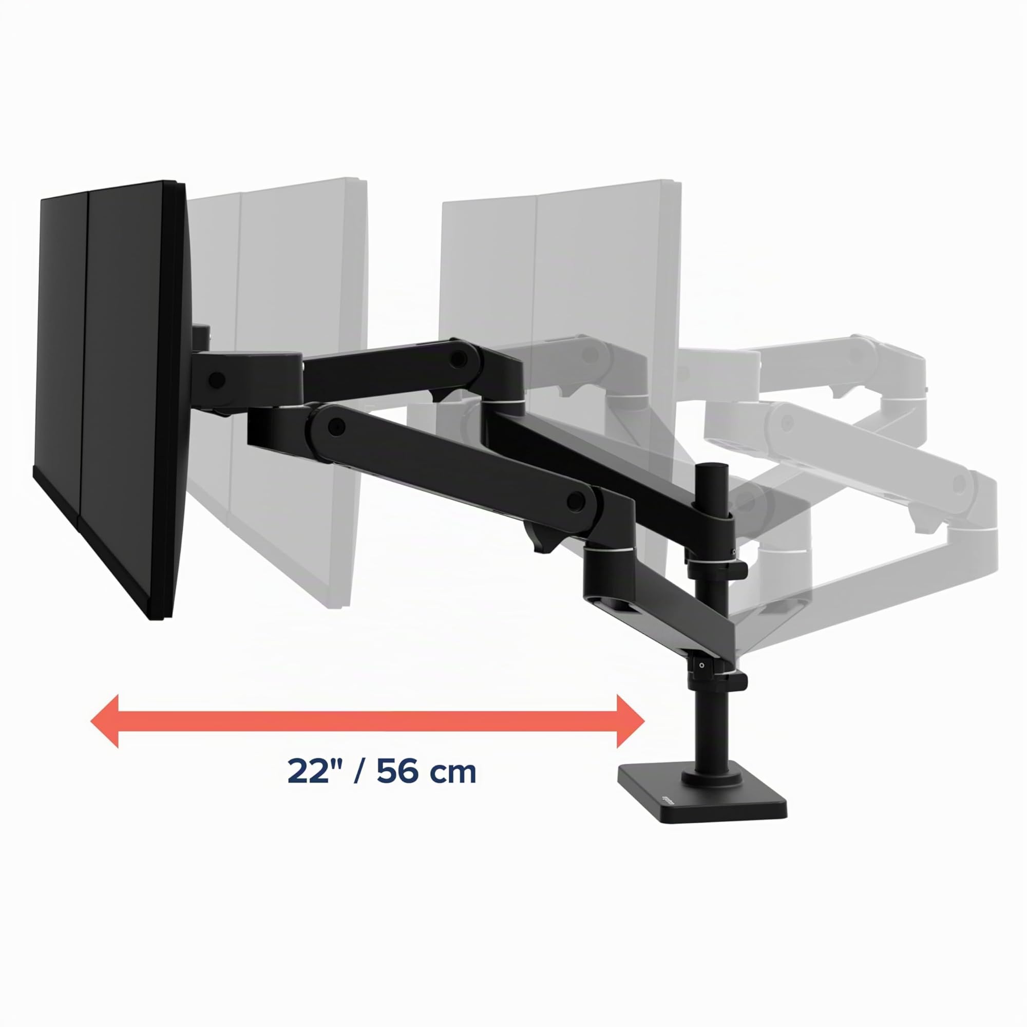 Ergotron LX Pro Monitor Arm Dual Stacking, VESA-Halterung für 2 Monitore übereinander, je bis zu 24", 1,8-10 kg, Constant Force Technologie, 10 Jahre Garantie, Schwarz - 45-690-292