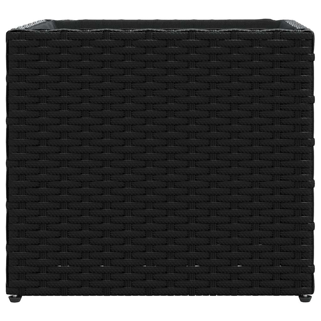 Donice ogrodowe 2 szt czarne polirattan 36x30x32 cm skrzynki na kwiaty zewnętrzne wytrzymałe na warunki atmosferyczne zestaw dekoracyjny do ogrodu balkonu tarasu