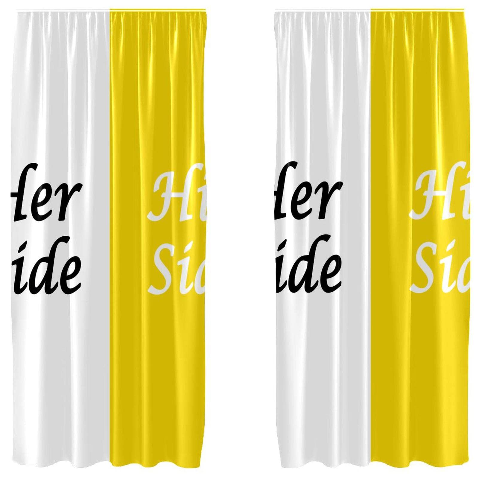 Rideaux occultants blancs et jaunes 140x213 cm pour chambre Her Side And His Side