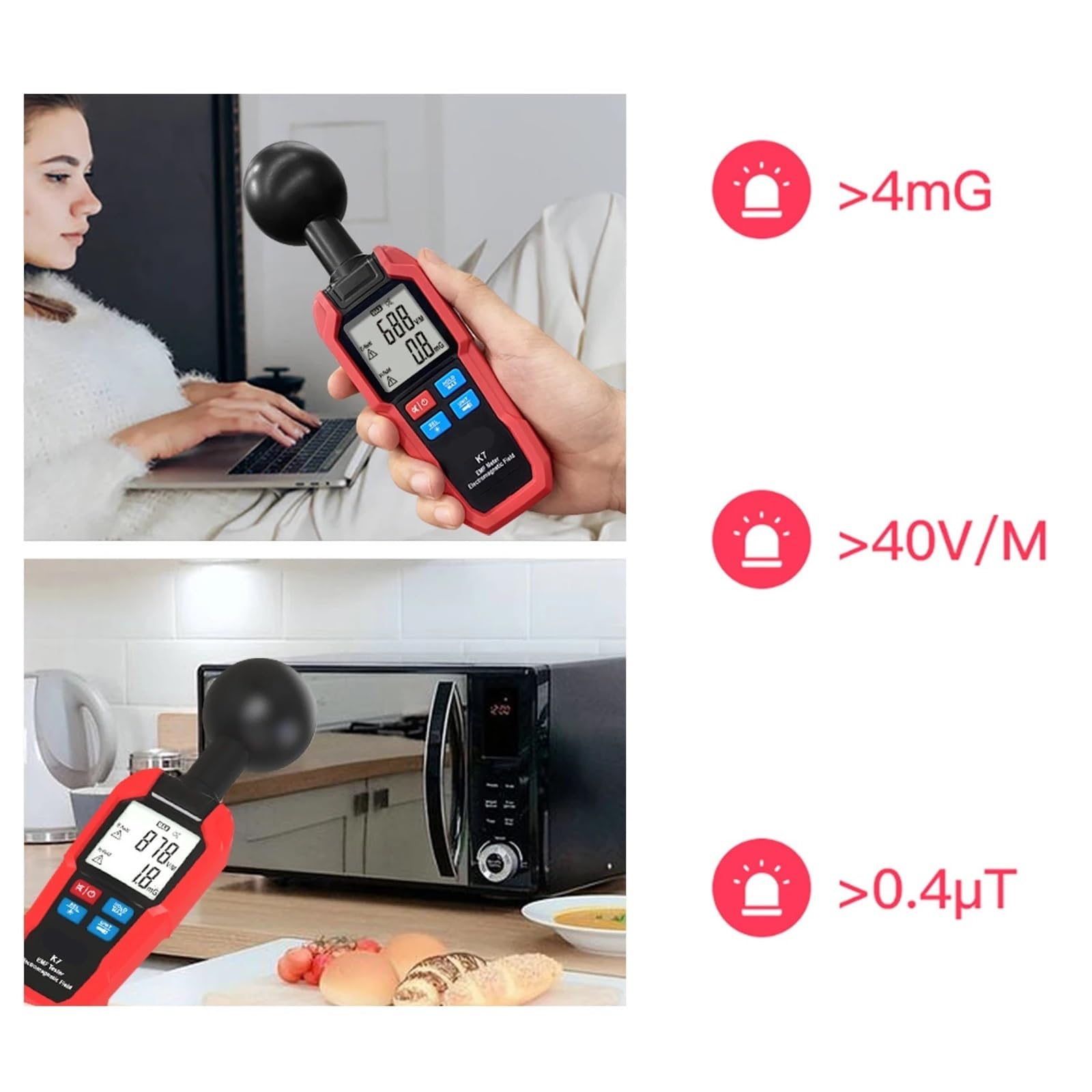 Miernik pola elektromagnetycznego Miernik EMF Profesjonalny Detektor Promieniowania Pola Elektromagnetycznego Ręczny Grzejnik Elektryczny Dozymetr Magnetyczny Test Geigera