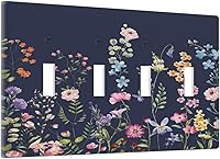 Vista 9 de Placa Cubierta de Interruptor de Luz de Palanca Individual con Diseño de Flor Botánica en Tablero de Madera Rústico Estilo Granja - Placa de Pared