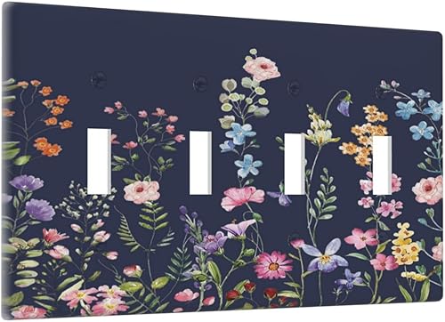 Miniatura 9 de Placa Cubierta de Interruptor de Luz de Palanca Individual con Diseño de Flor Botánica en Tablero de Madera Rústico Estilo Granja - Placa de Pared