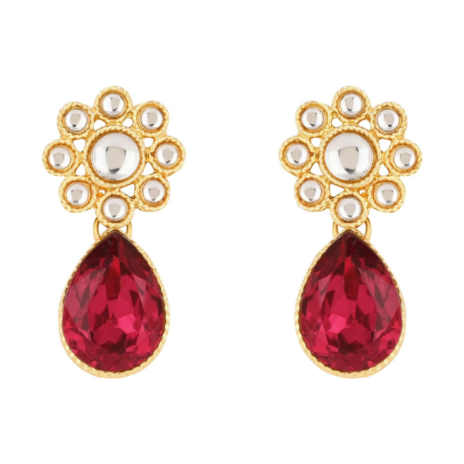 I Jewels Set di gioielli con collana girocollo con perle e pietre tradizionali placcate in oro per donne/ragazze (ML315)