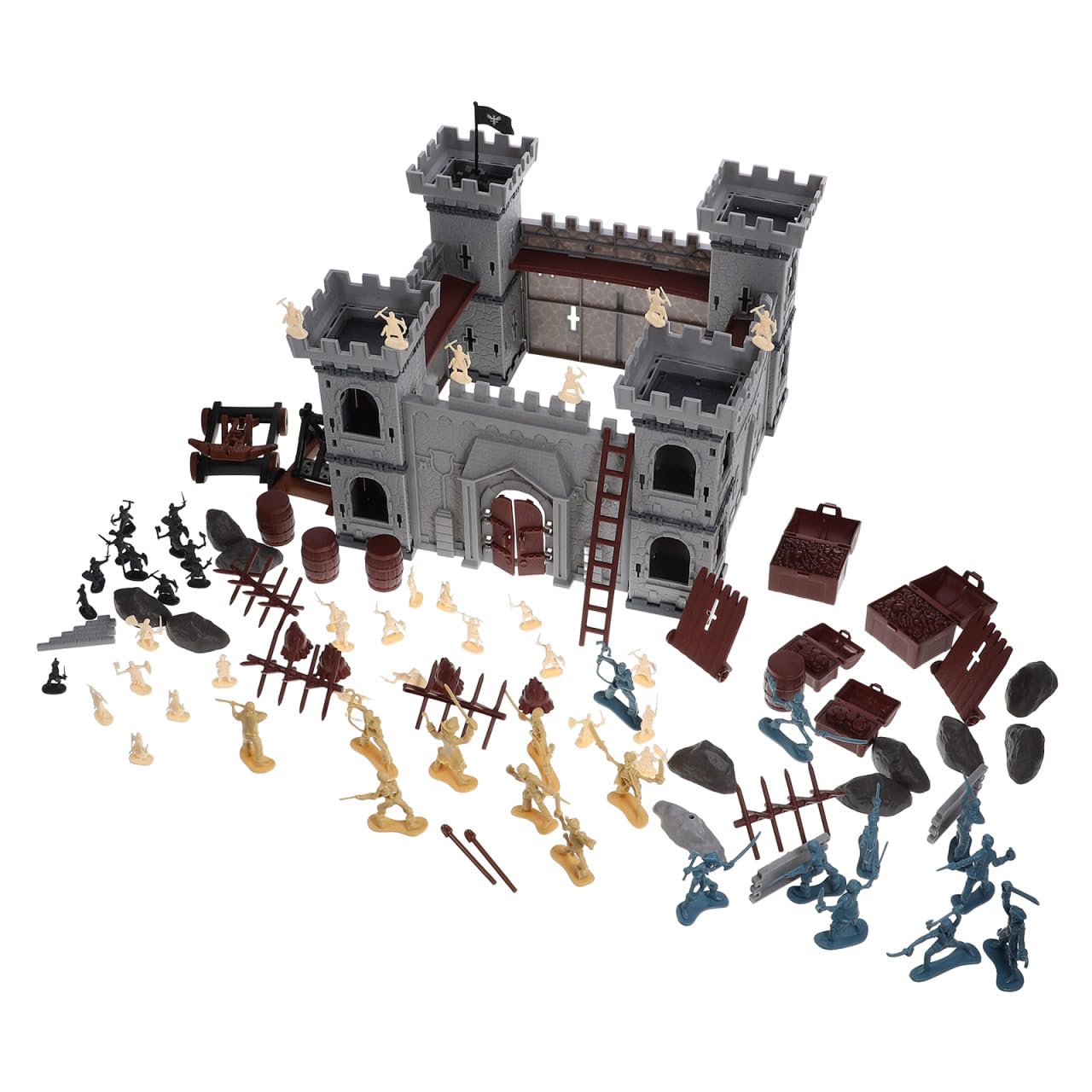 KOMBIUDA Set Castello Medievale Soldatini Pirata 310 Pezzi Plastico | Accessorio in Busta Incluso, Stile Tema Pirata, per Feste Speciali e Compleanni